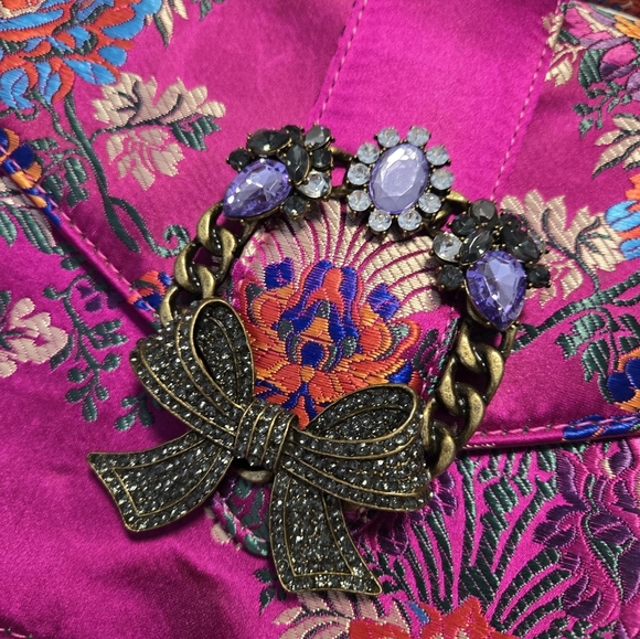 Aldo Bright Colorful Embroidered Floral Jewel satchel /crossbody bag - Picture 4 of 6